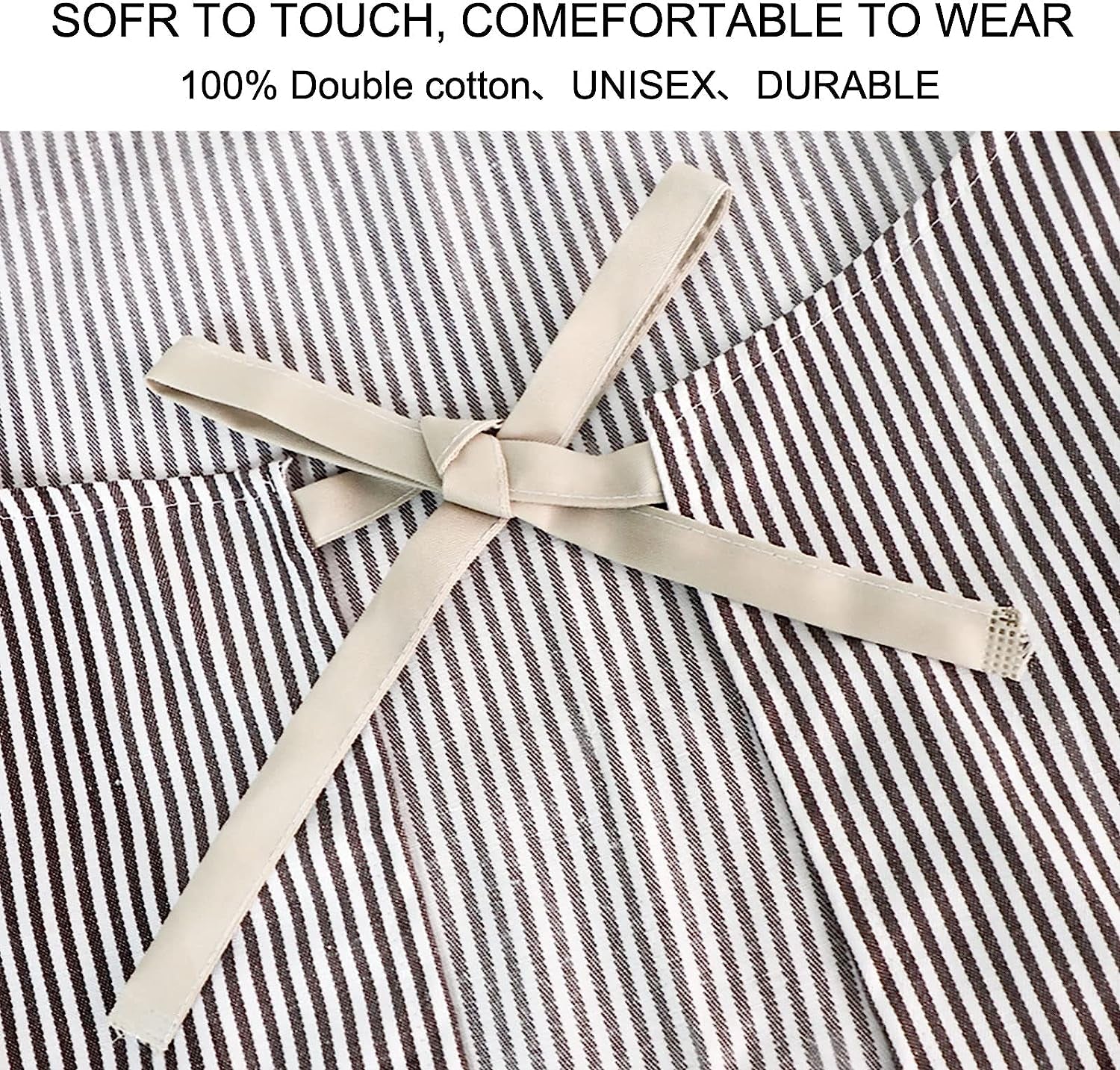 2 Pack Apron. Cotton Cooking Kitchen Aprons. Adjustable Bib Apron with 2 Pockets for Men Women Chef Aprons.(Black/Brown Stripes) - Image 2