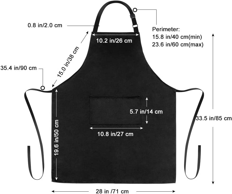2 Pack Bib Aprons with 2 Pockets Cooking Chef Kitchen Apron for Women Men. Black - Image 7