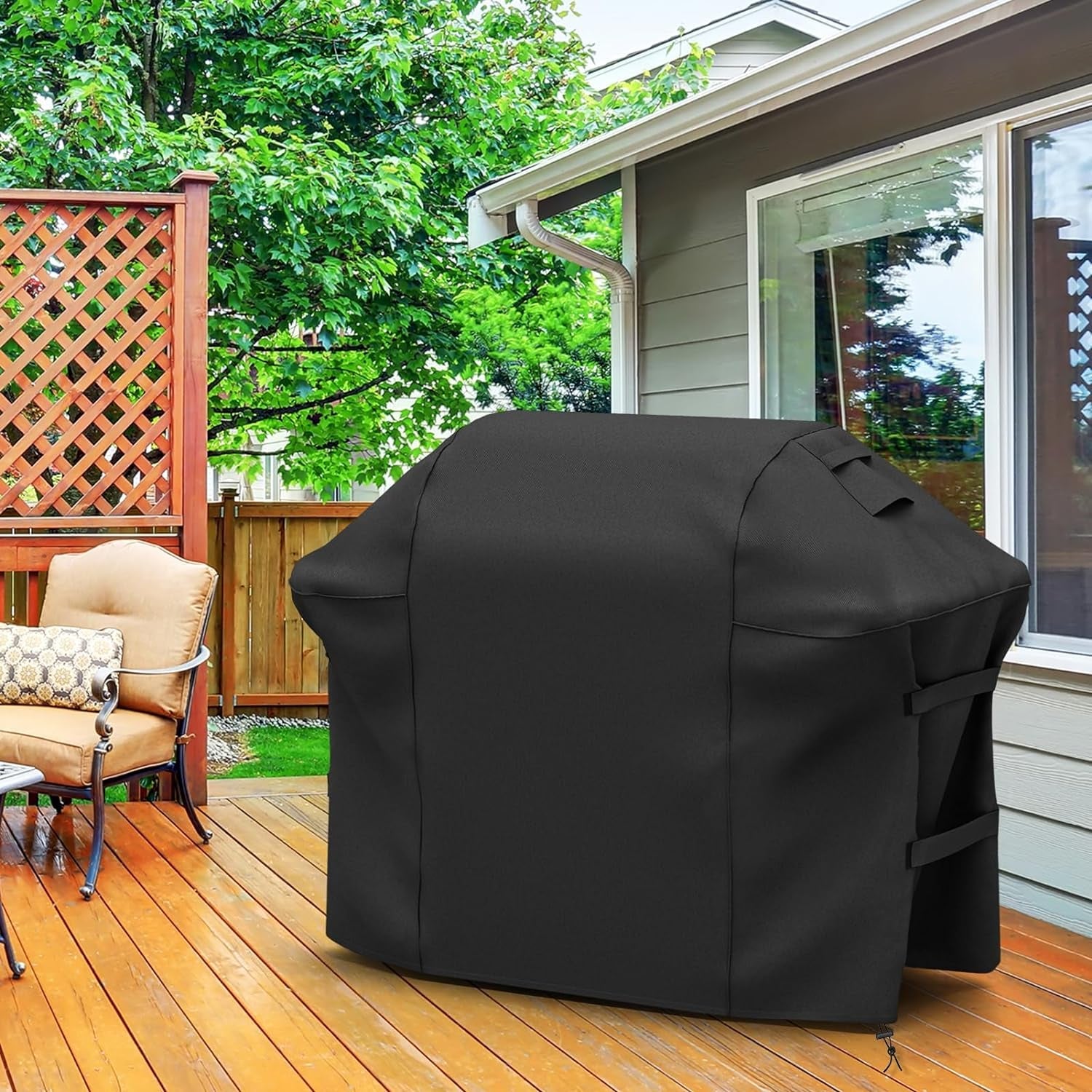 SHINESTAR Grill Cover for Weber Genesis 400 Series. Double Straps and Built-In Vents.Heavy Duty & Waterproof. Fits Grill up to 69 Inch Wide. Black - Image 7
