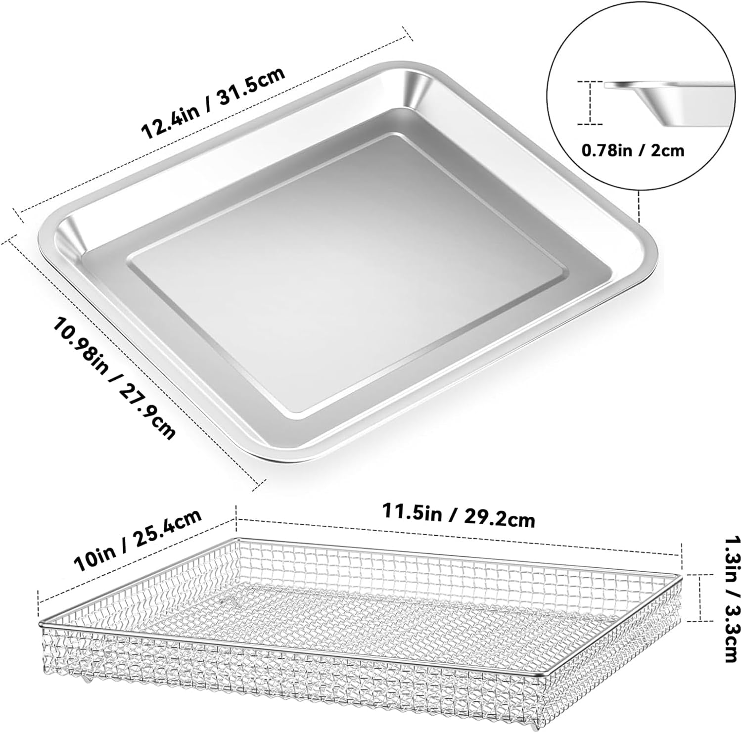 Stainless Steel Air Fryer Basket and Tray.Compatible with Cuisinart Airfryer TOA-060 and TOA-065 - Image 2