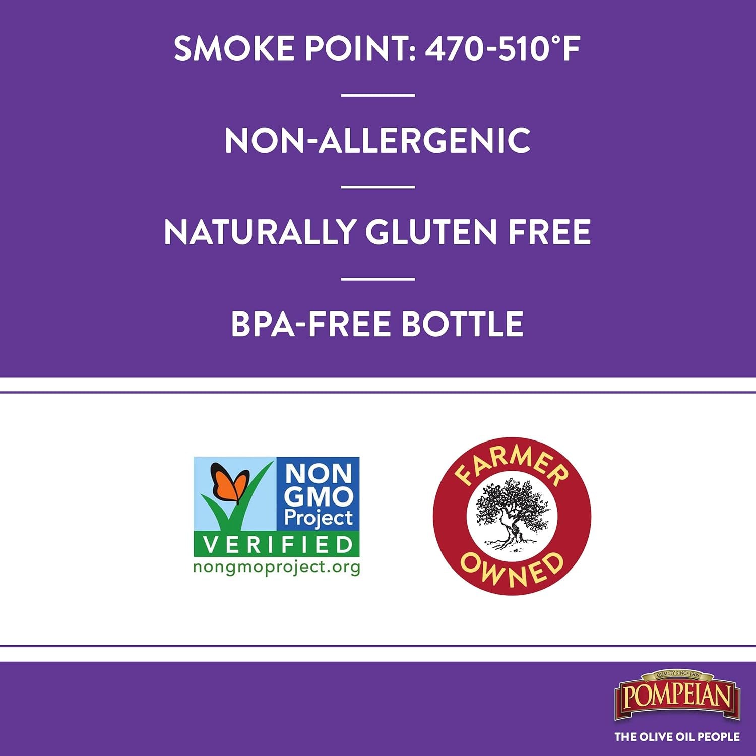 Pompeian 100% Grapeseed Oil. Light and Subtle Flavor. Perfect for High-Heat Cooking. Deep Frying and Baking. 68 FL. OZ. - Image 4