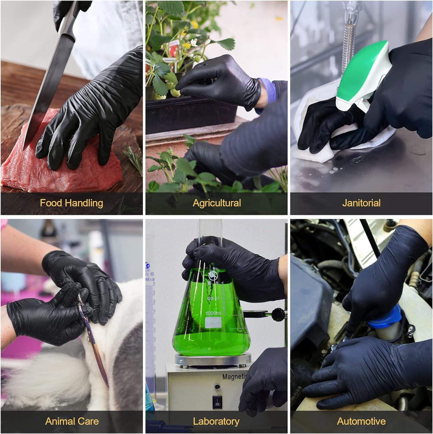 Disposable Nitrile Exam Gloves. 6-Mil. Black. Heavy Duty Disposable Gloves. Cooking Gloves. Latex Free. Powder Free - Image 6