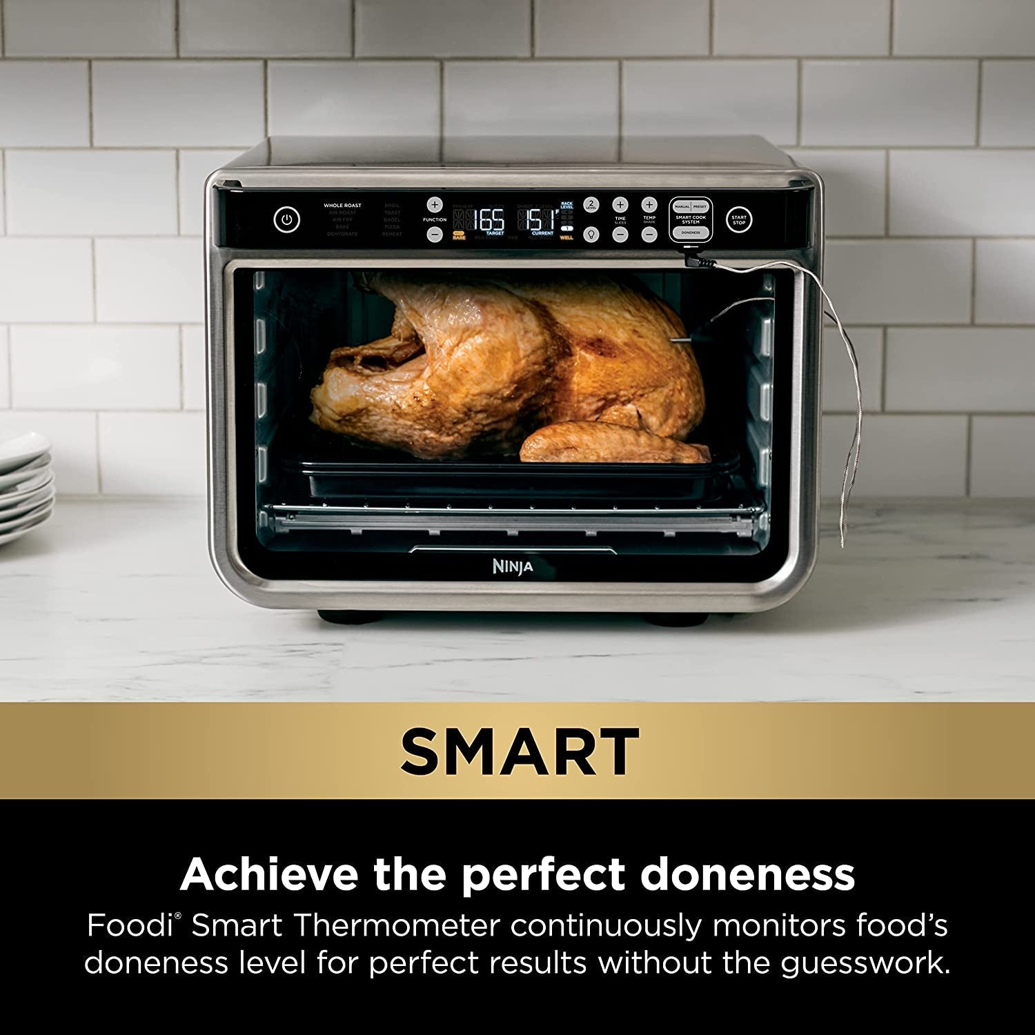DT251 Foodi 10-In-1 Smart XL Air Fry Oven. Bake. Broil. Toast. Roast. Digital Toaster. Thermometer. True Surround Convection up to 450°F. Includes 6 Trays & Recipe Guide. Silver - Image 2