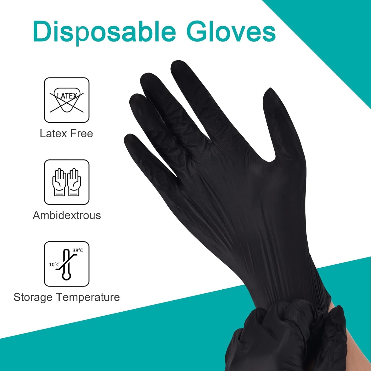 Black Vinyl Exam Gloves. 4 Mil. Disposable Latex-Free Plastic Gloves for Medical. Cooking & Cleaning. 100-Ct Box - Image 3
