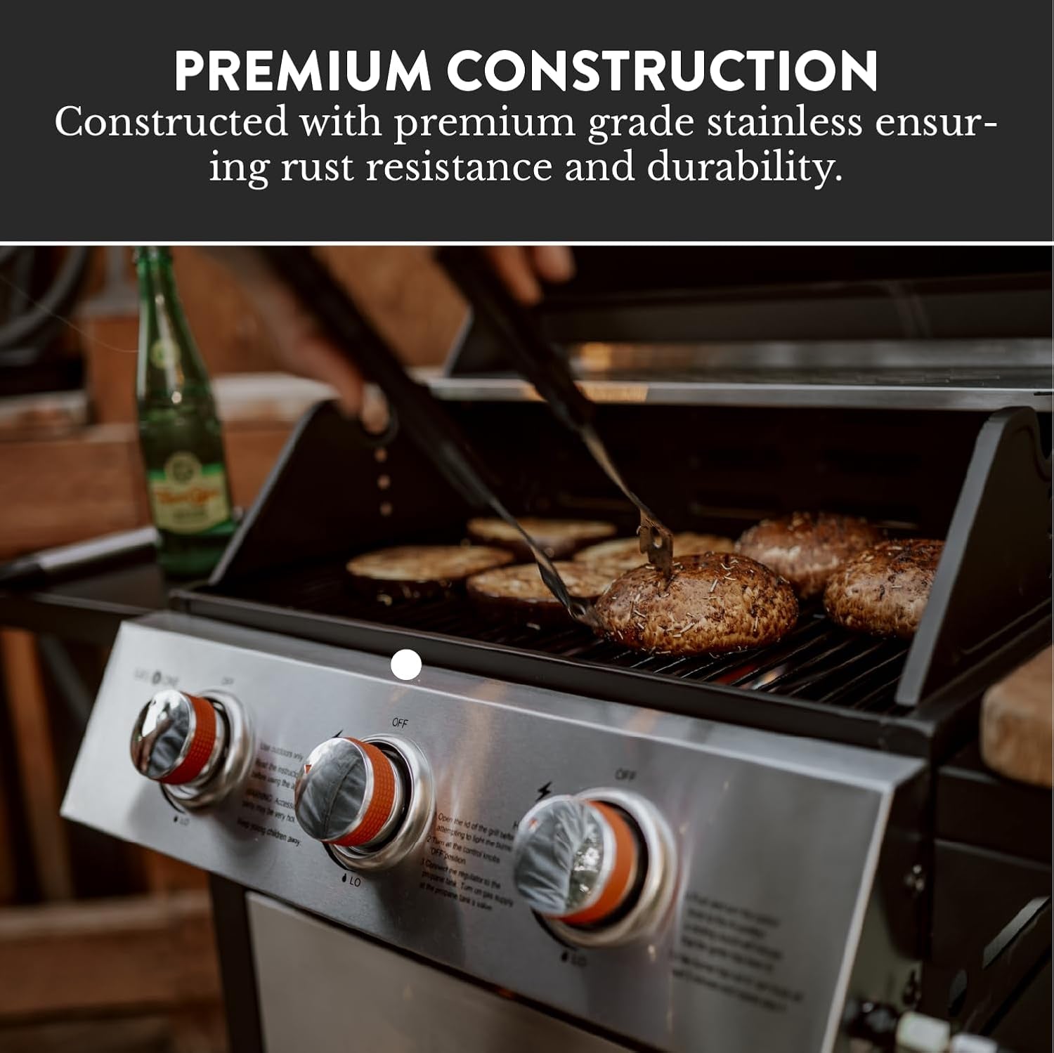 Gasone GP-1030S One 3 Burner Stainless Steel– Outdoor Cabinet Style with Wheels-High-Temperature Paint Coating Gas BBQ Grill – Elegant and Luxurious Design. Black - Image 4