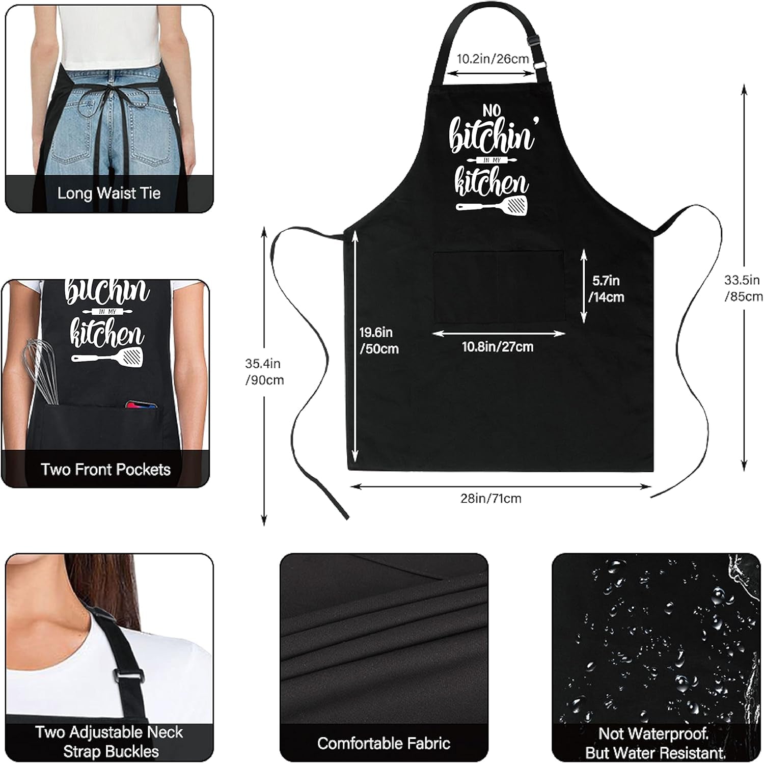 100% Cotton Funny Apron for Women Men with 2 Pockets Kitchen Cooking Adjustable Chef Apron Gifts for Wife Husband Mother'S Day - Image 3