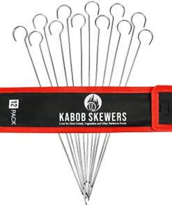 Flat Stainless Steel Kabob Skewers 12 Pack (17 Inch)