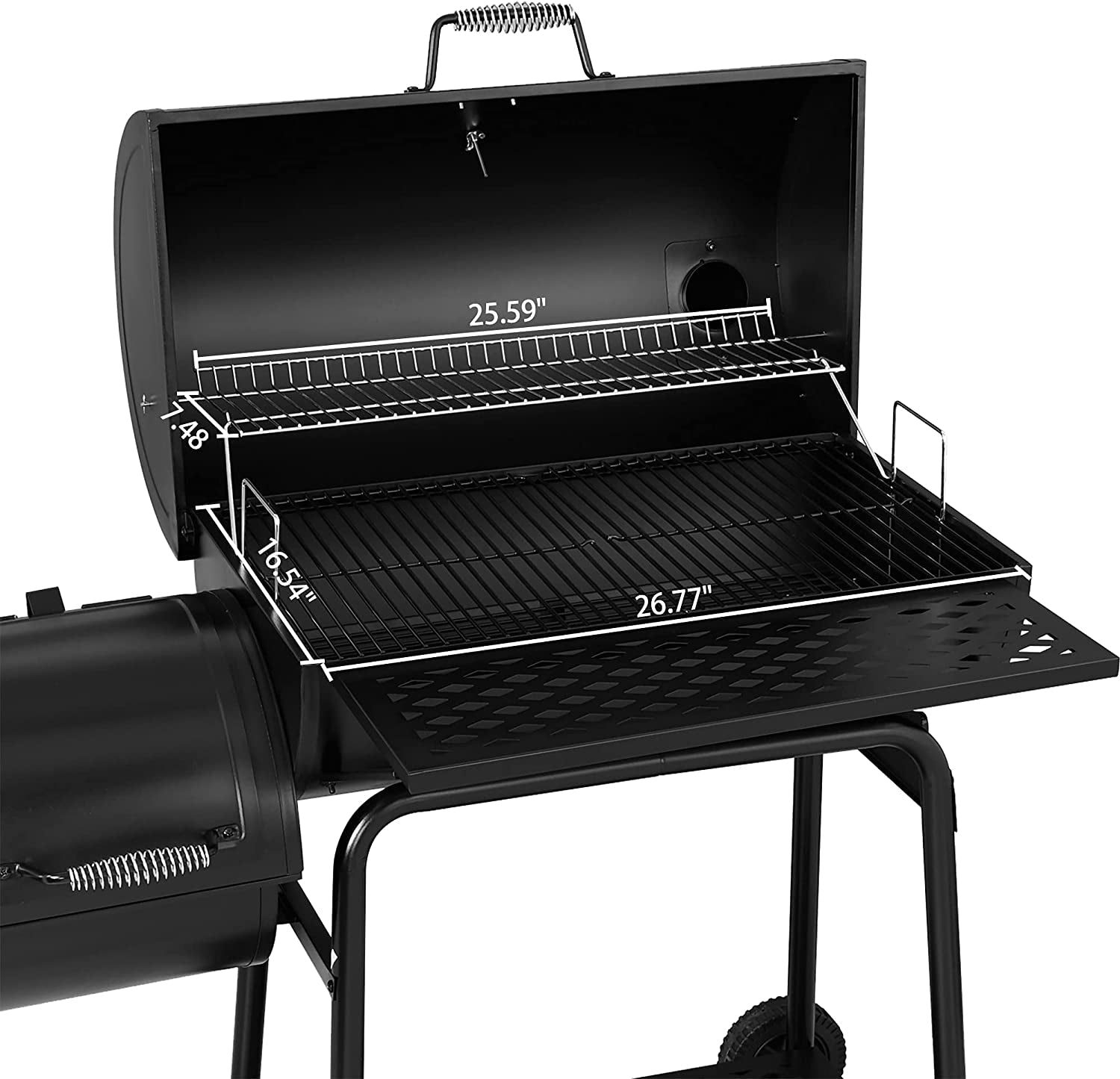 Royal Gourmet CC1830FC Charcoal Grill Offset Smoker (Grill + Cover). Black - Image 3