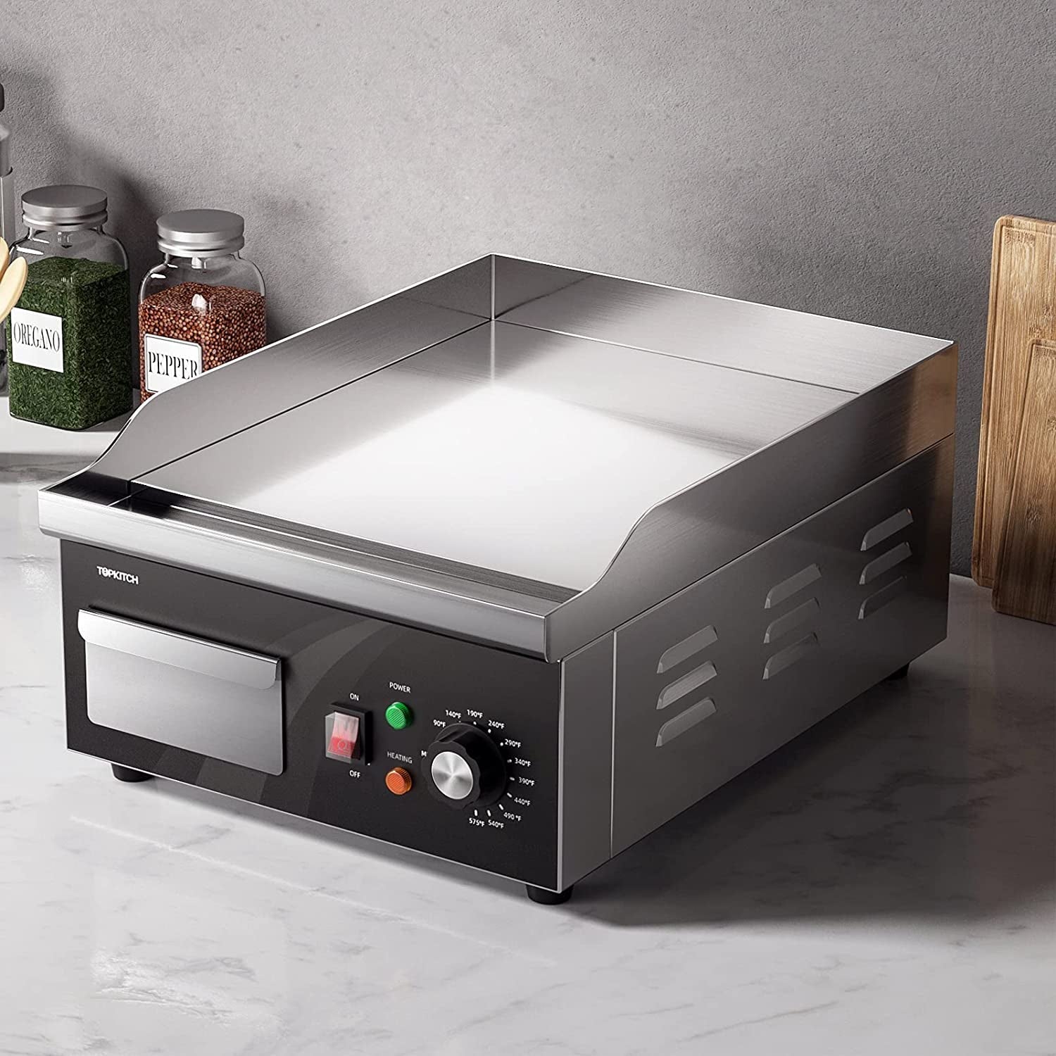 Electric Griddle. 14 Inch Flat Top Grill Commercial Electric Griddles Stainless Steel Adjustable Temperature Control 90℉-575℉ for Home or Restaurant Use - Image 2