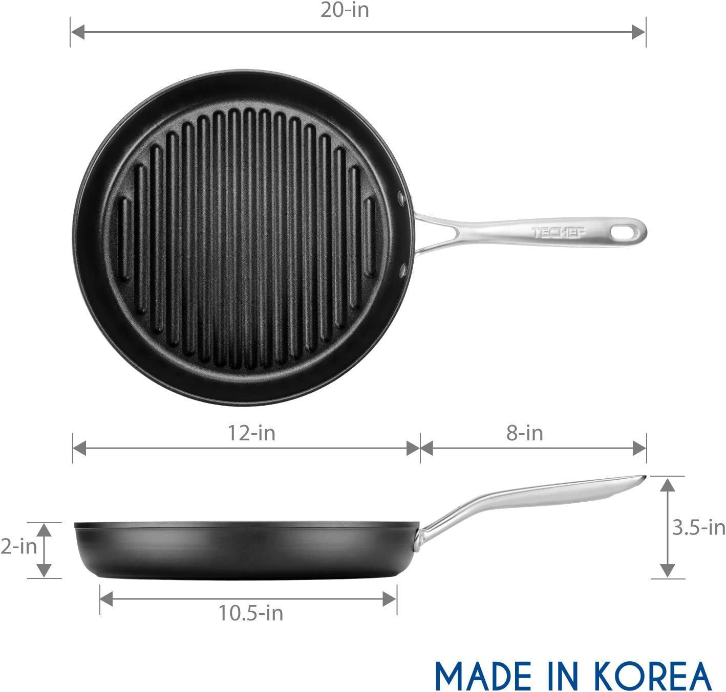 - Onyx Collection. 12-Inch Grill Pan. Coated with New Teflon Platinum Non-Stick Coating (PFOA Free) (12-Inch) - Image 5