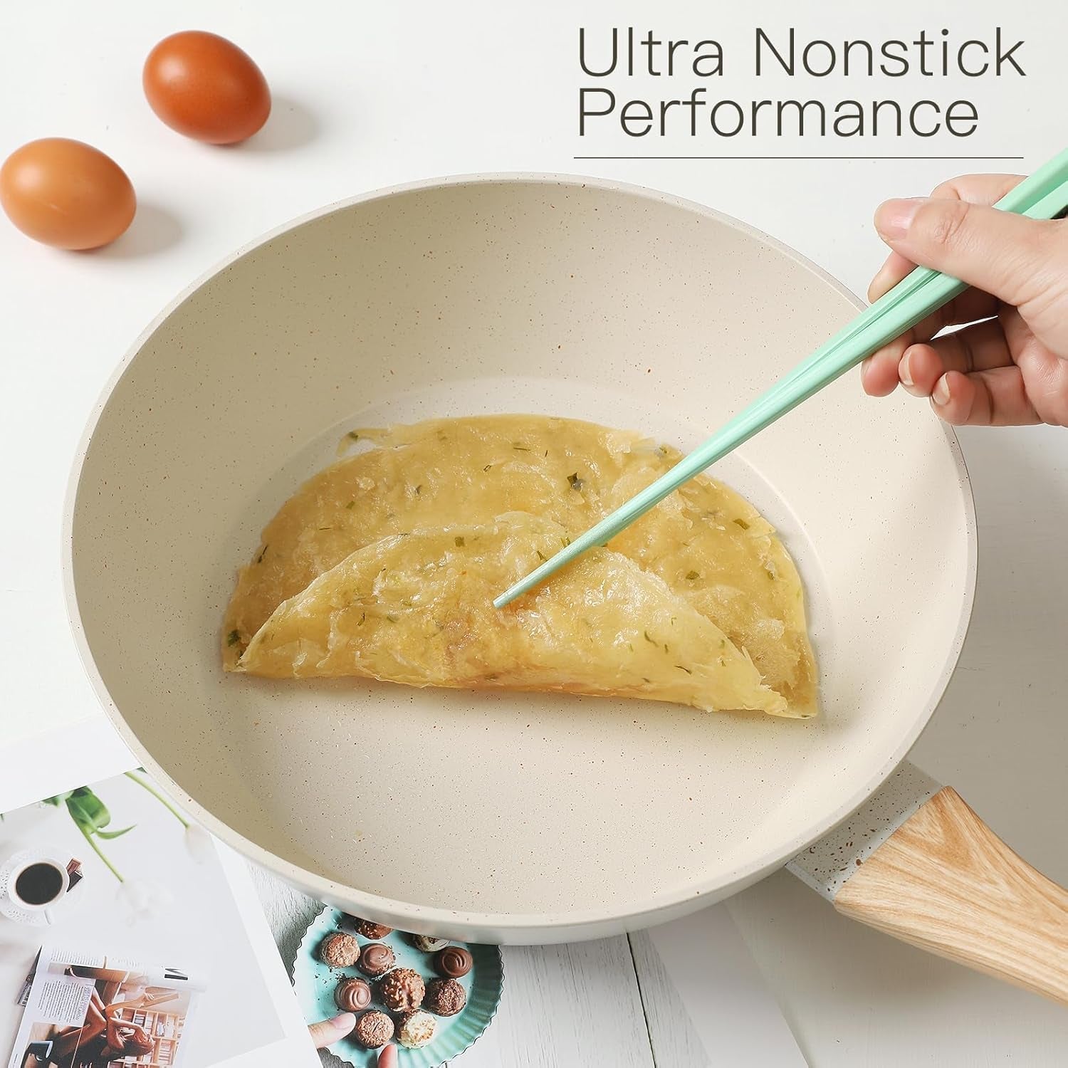 16PCS Pots and Pans Set Non Stick Cookware Set Nonstick with Cooking Set (White. 16Pieces) - Image 4