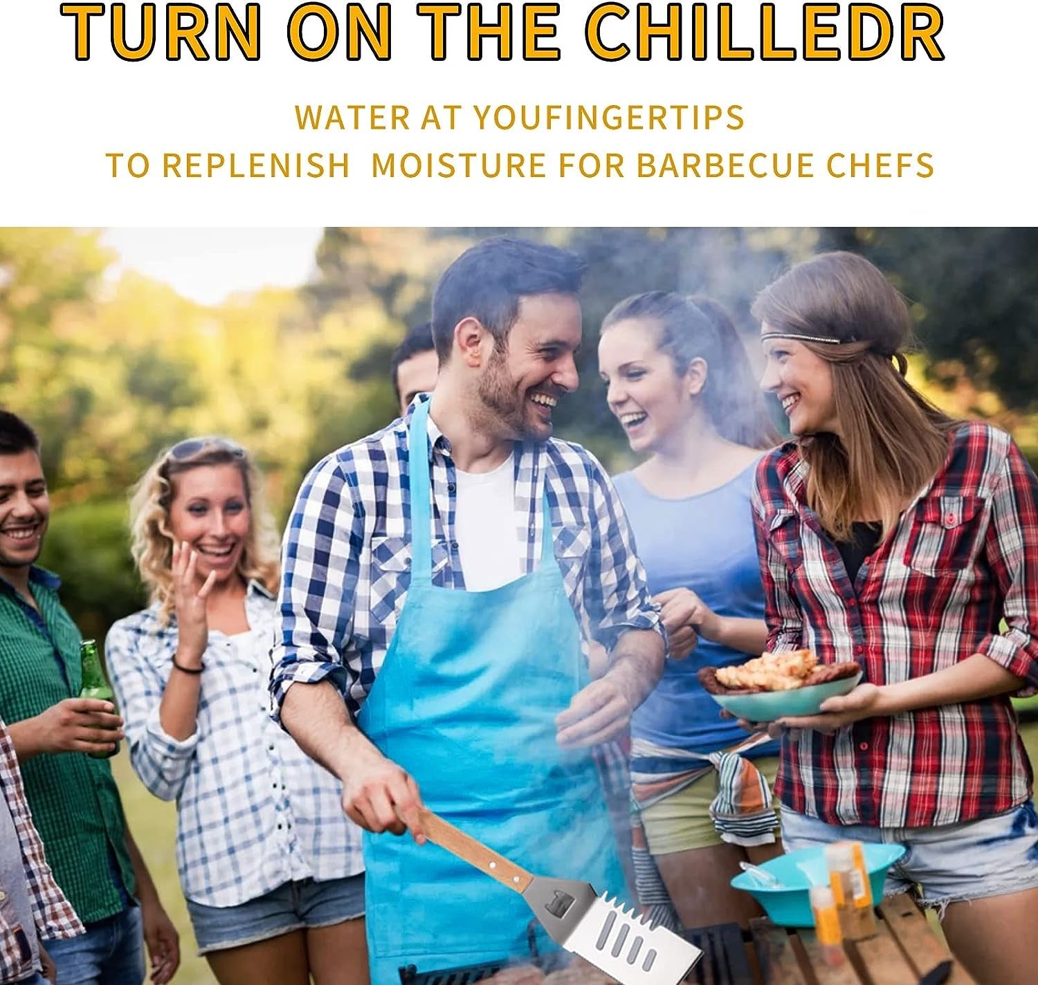 Qinshaine 4-In-1 BBQ Spatula. Multifunction Grill Spatula with Wooden Handle. Perfect for BBQ Grills and Kebabs for Camping Picnics - Image 6