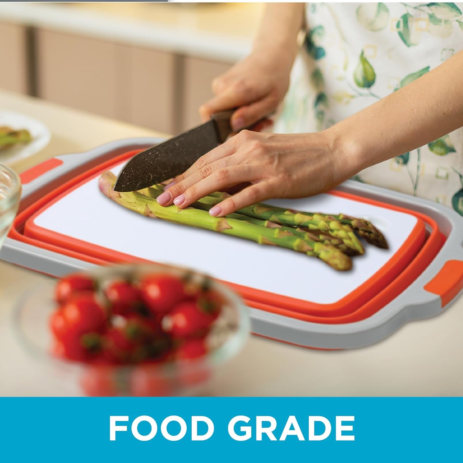 BIRDROCK HOME Large BBQ Collapsible Food Prep & Cutting Board and Grill Caddy Tub with Colander & Lid | 12.4 Quarts | Kitchen Veggie Washing Basket | Silicone Dish Bowl for Picnic. Tailgate. Camping - Image 7