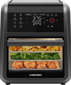 Chefman 12-Quart 6-In-1 Air Fryer Oven with Digital Timer. Touchscreen. and 12 Presets - Family Size Countertop Convection Oven. Dishwasher-Safe Parts