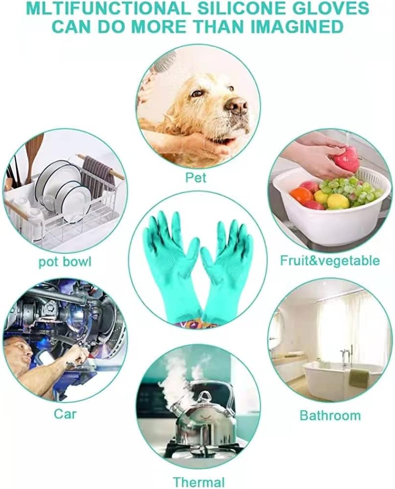 Dishwashing Rubber Gloves. Non-Slip Household Laundry Kitchen Cleaning Gloves. Reusable PU Waterproof Latex Gloves - Image 3
