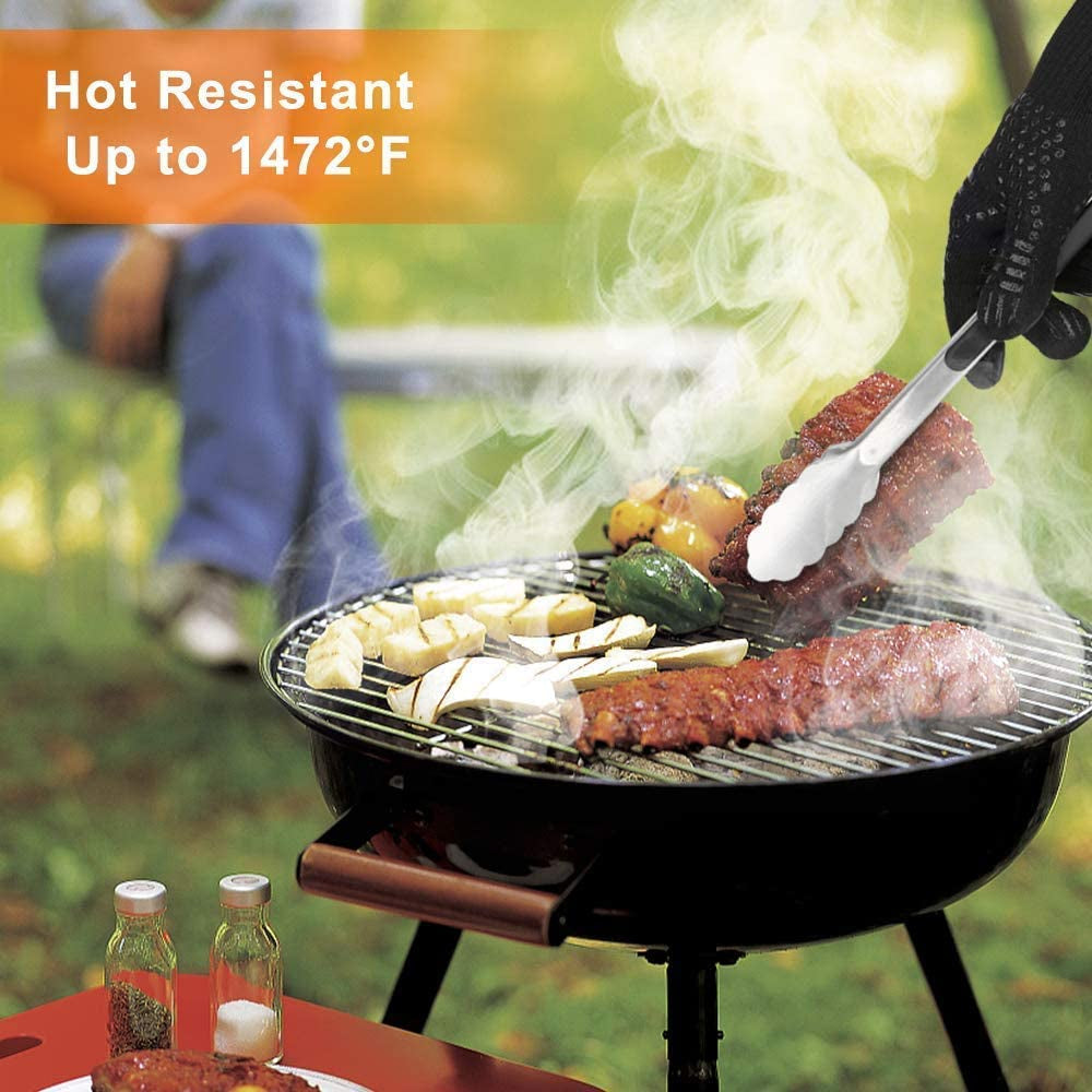 BBQ Grill Gloves. 1472°F Extreme Heat Resistant Grilling Gloves Non-Slip Oven Mitts Potholder. Perfect for Barbecue. Cooking. Baking. Fireplace. Smoker - 1 Pair (Black) - Image 6