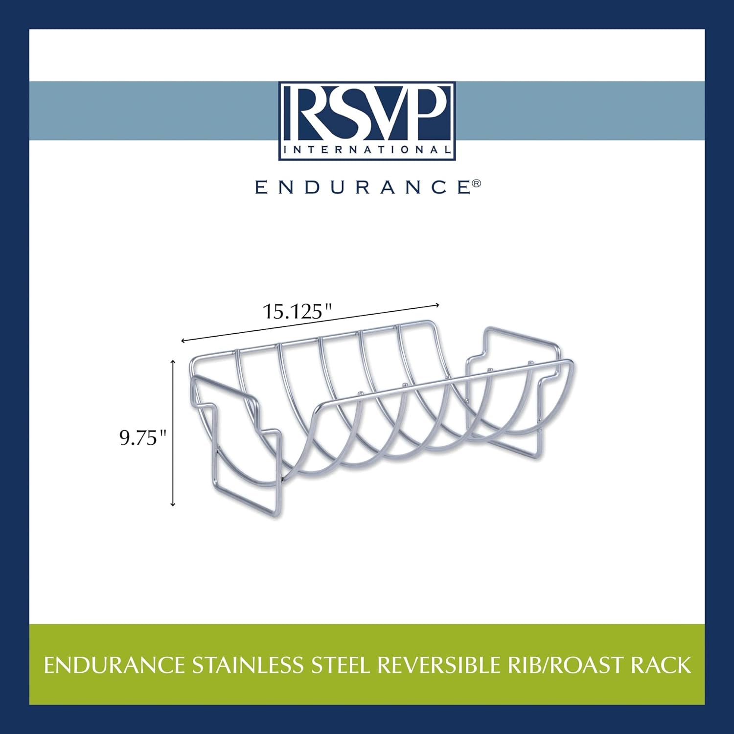 RSVP International Kitchen Roasting Pan Collection Durable Dishwasher Safe Stainless Steel. Reversible Rib/Roast Rack. 15.75X9.75X5.25 - Image 7