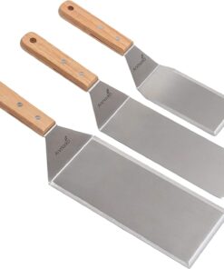 Metal Spatula Barbecue Tool Set - Stainless Steel Pancake Turner and Griddle Flipper Scraper 4X8 Inch Oversized Hamburger Turner Great for Griddle BBQ Grill and Flat Top Cooking - Commercial Quality