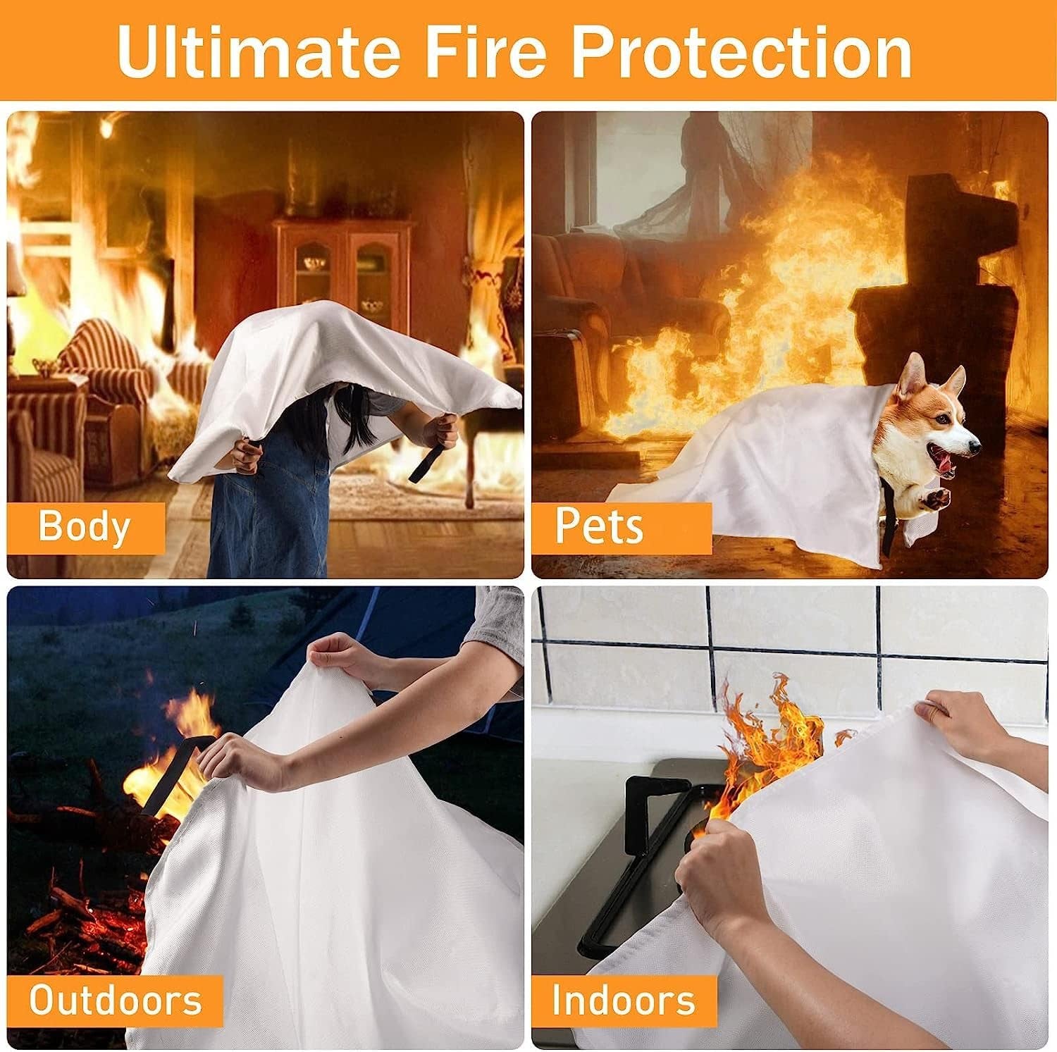 Emergency Fire Blankets for Home Kitchen - Mondoshop Fiberglass Fireproof Blankets for Camping. Picnic. Fireplace. School. Grill. Car. Office. Warehouse - Image 2