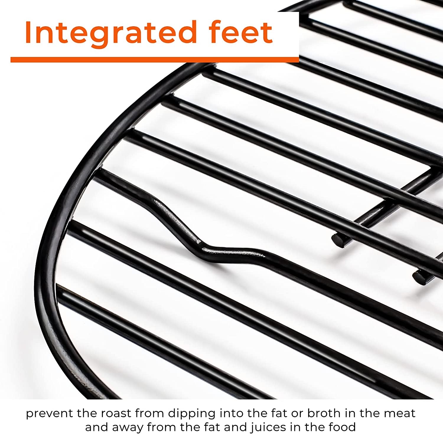 Oval Roasting Rack with Integrated Feet. Non-Stick Coating. Baking Rack Easy to Clean for Cooking. Roasting. Drying. Grilling 12×8.5 Inches Black - Image 5