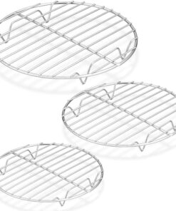 P&P CHEF round Cooking Rack. 3 Pcs (7½ & 9 & 10½). Baking Cooling Steaming Grilling Rack Stainless Steel. Fits Air Fryer/Stockpot/Pressure Cooker/Round Cake Pan. Oven & Dishwasher Safe