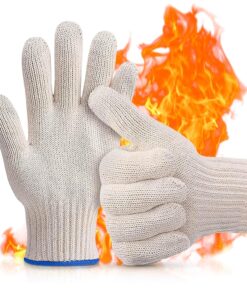 Heat Resistant Cooking Gloves - Kitchen Gloves 480 Degree Heat Resistant Oven Gloves for Handling Hot Food Cooking Baking Oven Gloves - Camping Cooking Pot Indoor Outdoor Smoker Grill