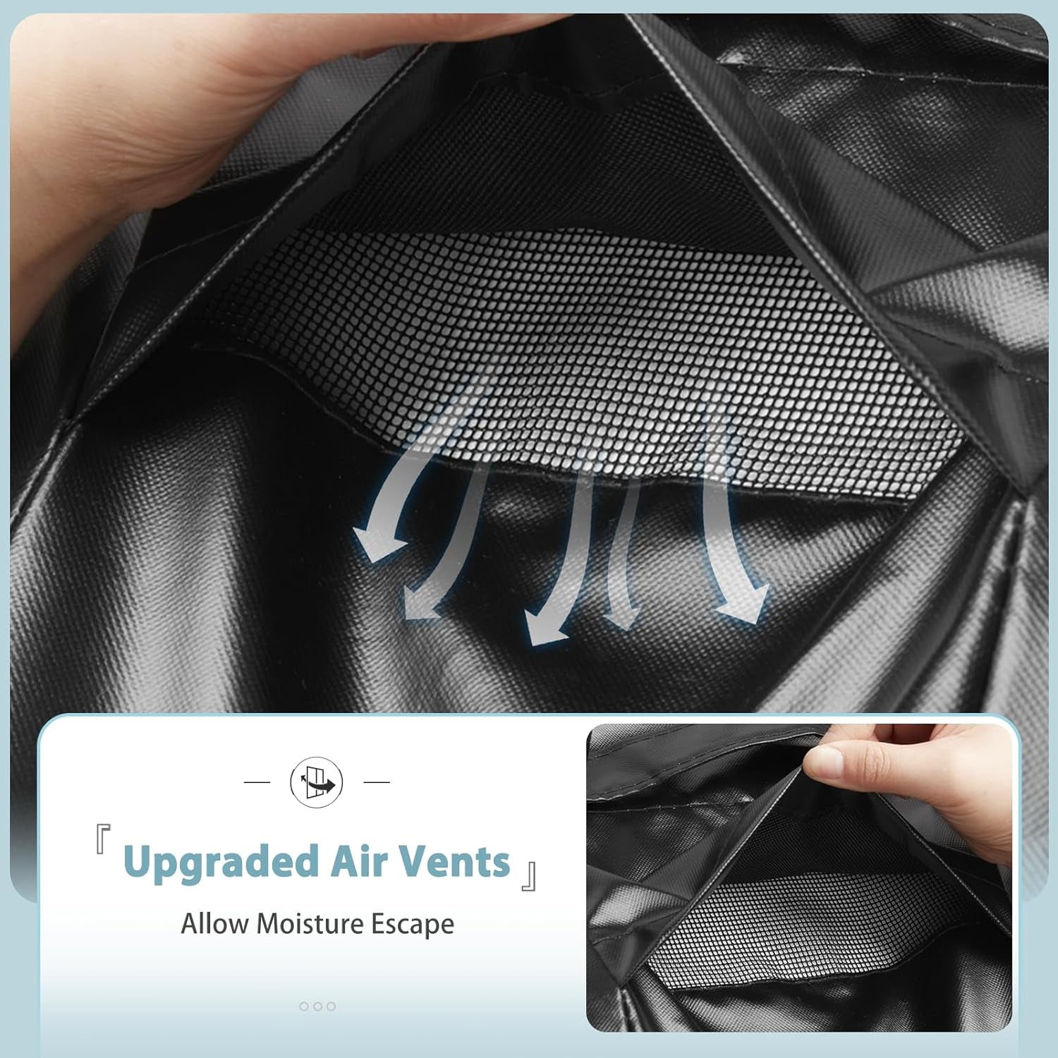 SHINESTAR Grill Cover for Weber Genesis 400 Series. Double Straps and Built-In Vents.Heavy Duty & Waterproof. Fits Grill up to 69 Inch Wide. Black - Image 4