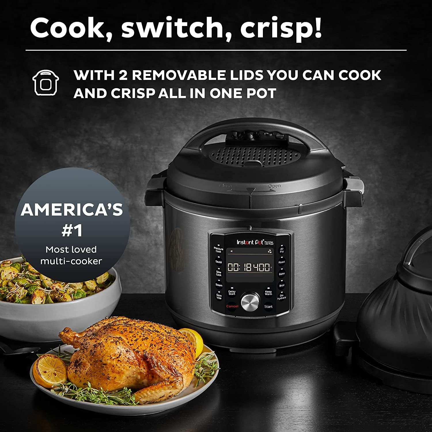 Instant Pot Pro Crisp 11-In-1 Air Fryer and Electric Pressure Cooker Combo with Multicooker Lids That Air Fries. Steams. Slow Cooks. Sautés. Dehydrates. & More. Free App with over 800 Recipes. 8 Quart - Image 2