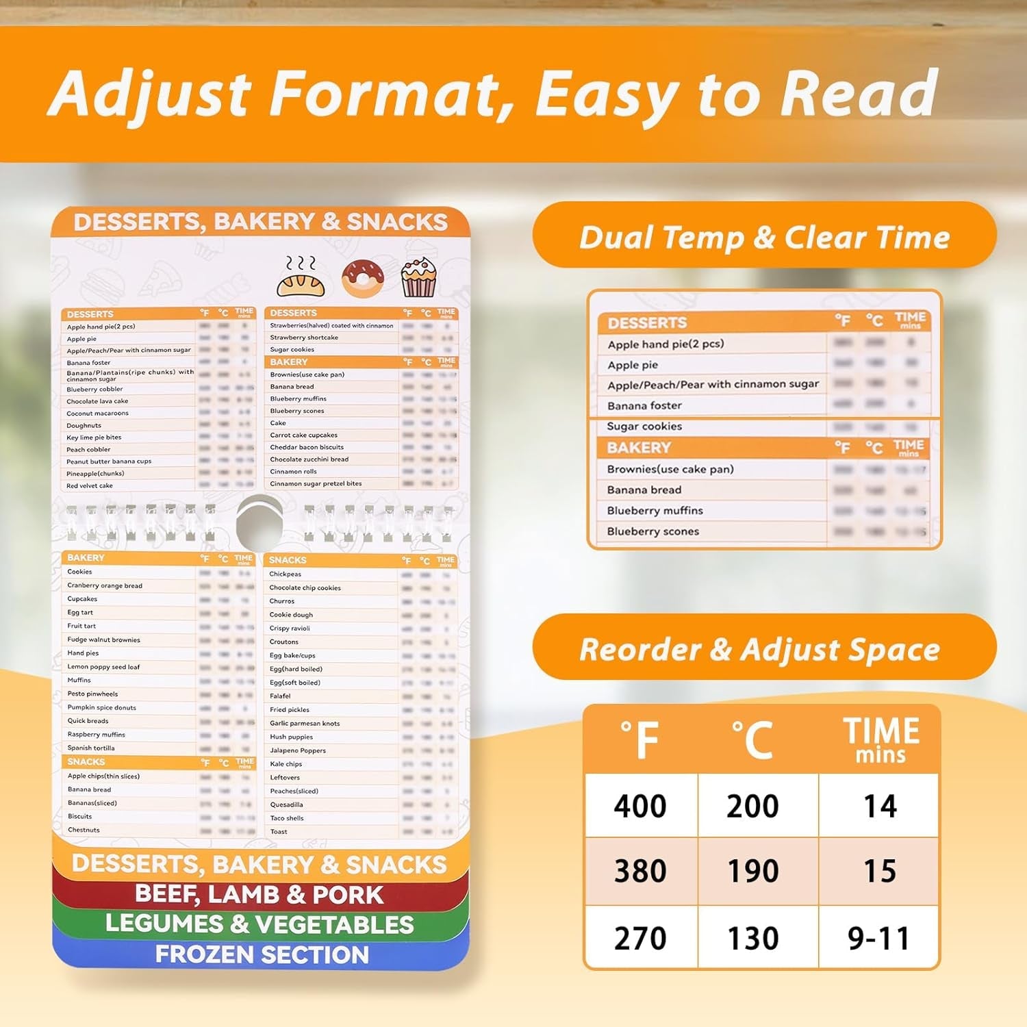 270+ Foods Air Fryer Cheat Sheet Magnets Cooking Guide Booklet. Air Fryer Cooking Guide Magnetic. Air Fryer Accessories for Fryer - Image 3