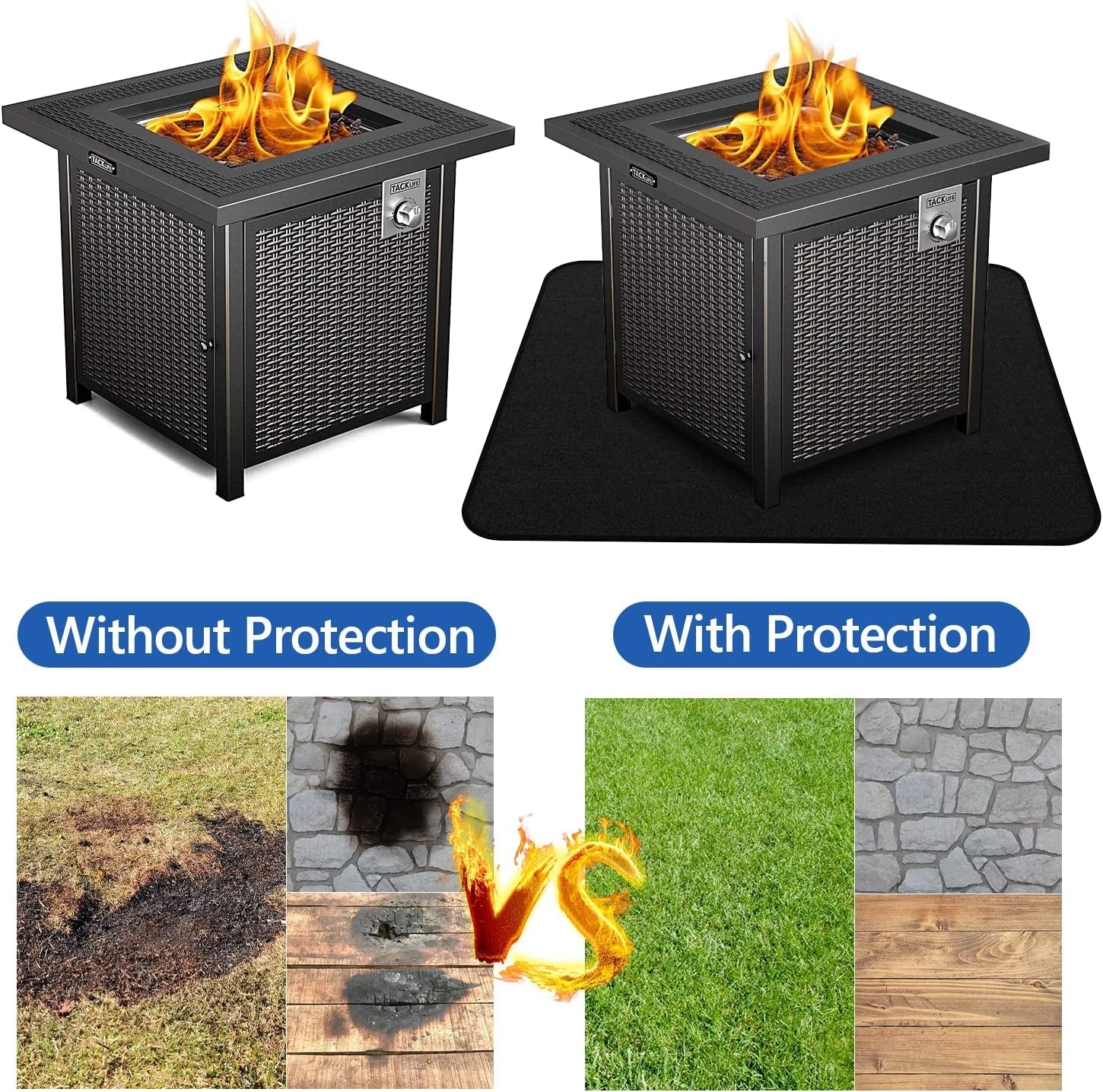 Large under Grill Mat. 65×38 Inches Grill Mats for Outdoor Grill. Double-Sided Fireproof Oil Proof Grill Mat for Outdoor Charcoal. Flat Top. Smokers. Gas Grills. BBQ. Reusable Deck Patio Protect Mat - Image 7