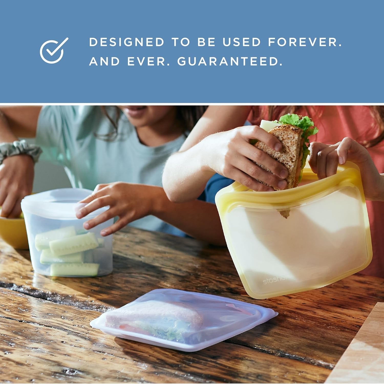 Stasher Silicone Reusable Food Storage Bags (4‑Pack. Rainbow) – BPA‑Free. Leak‑Proof & Dishwasher Safe - Image 8