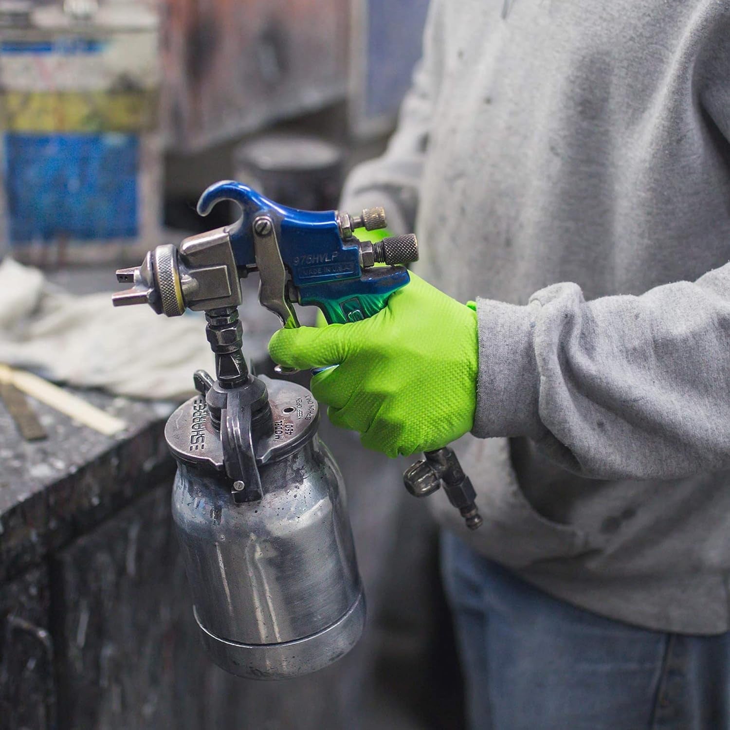 Thor Grip Heavy Duty Green Industrial Nitrile Gloves with Raised Diamond Texture. 8-Mil. Latex Free. 100-Ct Box - Image 6