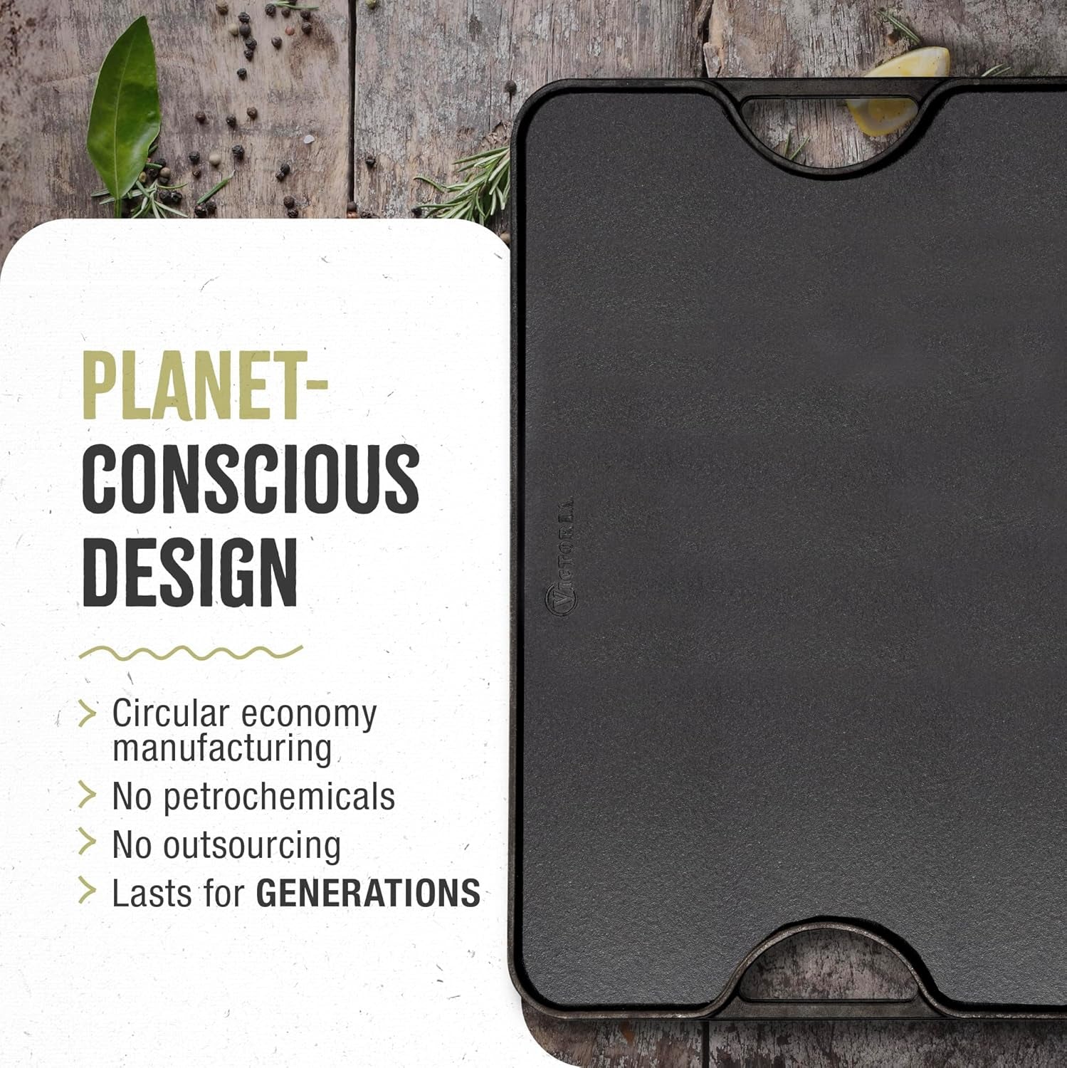 Victoria 20-By-14-Inch Rectangular Cast Iron Griddle. Preseasoned Reversible Griddle - Image 5