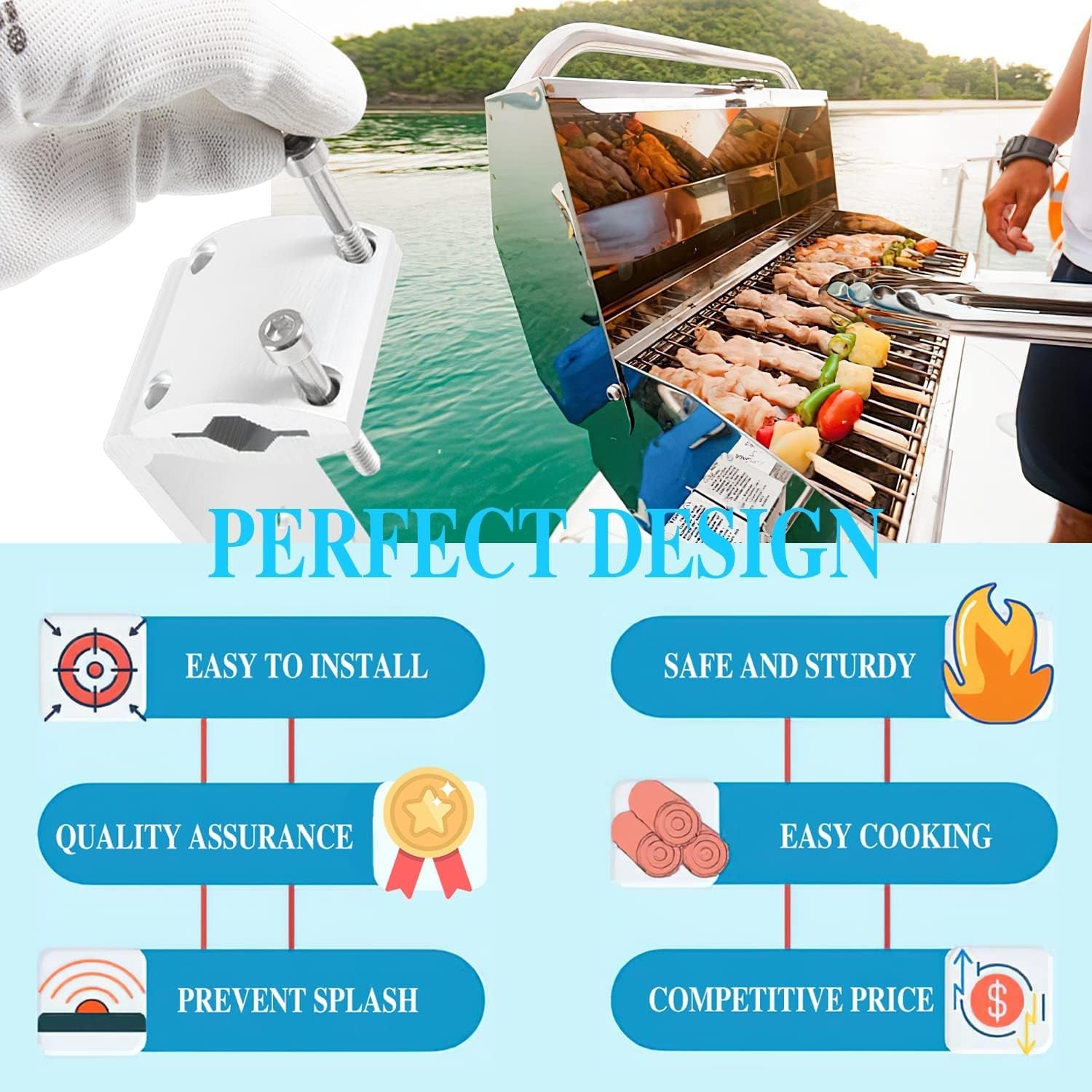 58182 Grill Rail Mount Bracket for Any Kuuma-Style BBQ Grill Replacement for Kuuma 58182 Show N' Go Grill Rail Mount - Image 4