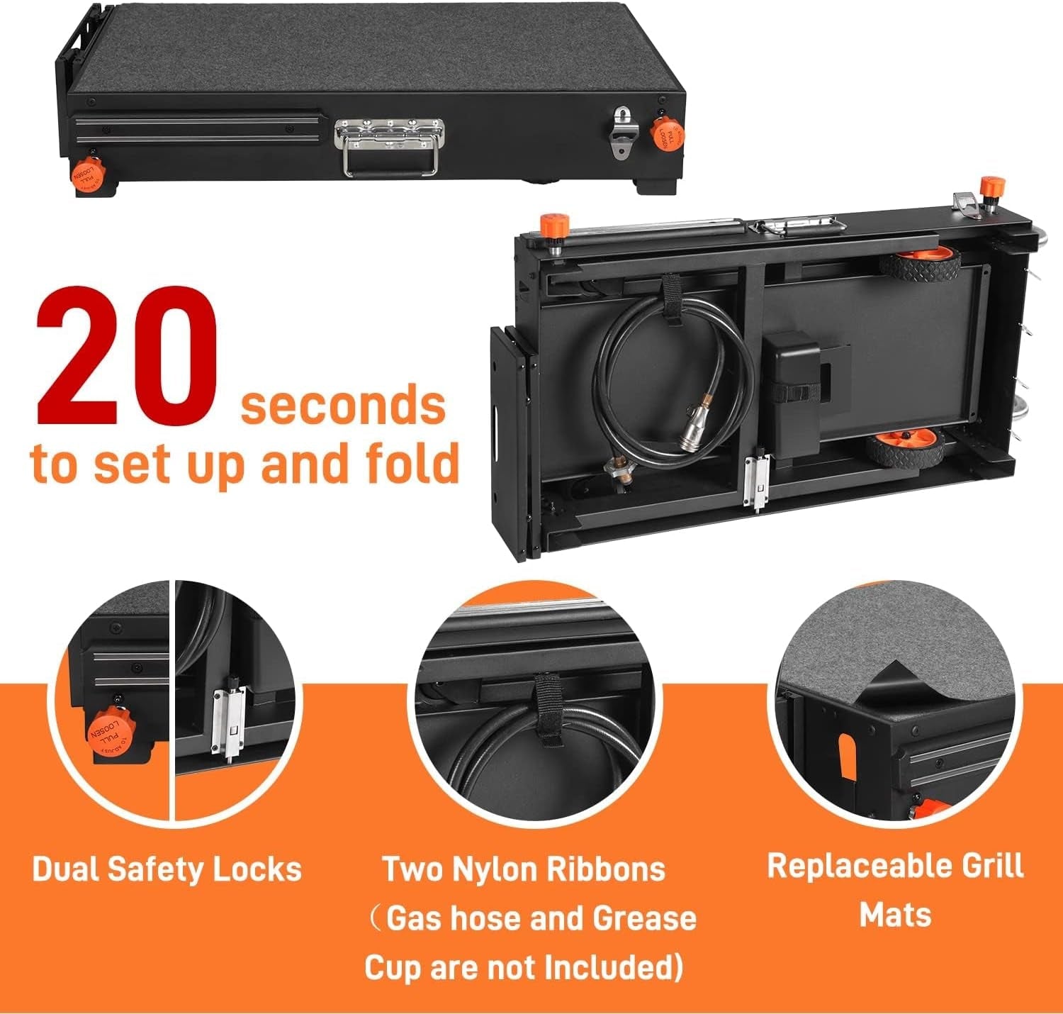 Outdoor Grill Table - Grill Cart Solid and Sturdy. Blackstone Griddle Stand for 17/22 Griddle. Ninja Grill Stand Large Space. Pizza Oven Stand with Paper Towel Holder. for Tailgating. Camping. RV - Image 4