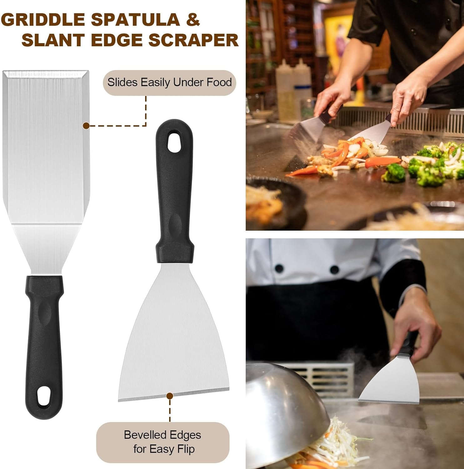 14PCS Griddle Accessories Kit. Flat Top Grill Accessories Set for Blackstone and Camp Chef. Grill Spatula Set with Enlarged Spatulas. Scraper for Outdoor Barbecue - Image 5