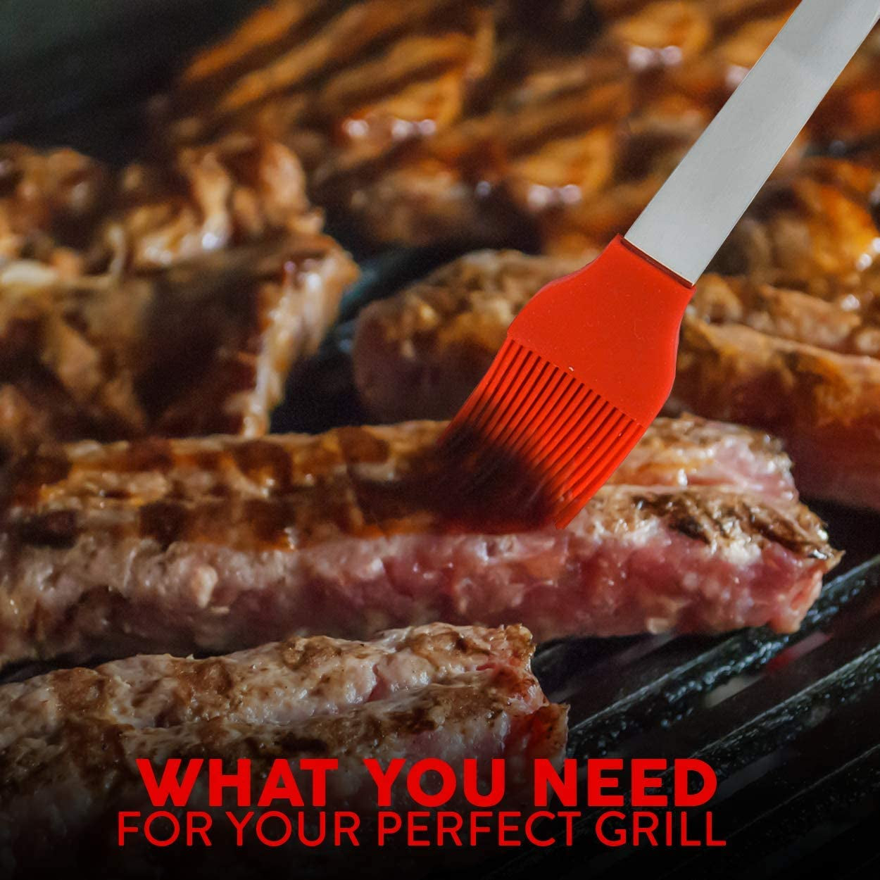 Grill Set. Heavy Duty Thick Stainless Steel Grilling Utensils 5 Piece Grilling Set. Tong. Fork. Spatula. Basting Brush Extra Long Grill Accessories - Image 4