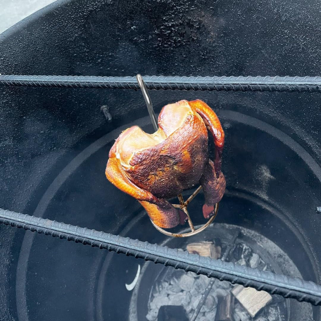 Vertical Skewer Turkey Fryer Stand Kit. Al Pastor Skewer with Removable Size Spikes (1 Base. 1 Skewers and 1 Chicken Hangers). Turkey Hanger Chicken Rack for Grill Meat. Stainless Steel - Image 7