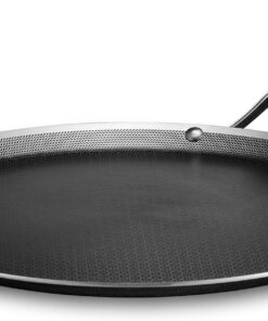 Hexclad Hybrid Nonstick 13-Inch Griddle Pan. Stay-Cool Handle. Dishwasher-Friendly. Oven-Safe up to 900°F. Induction Ready. Compatible with All Cooktops