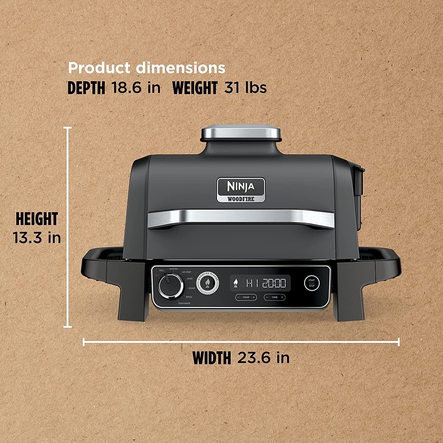 Ninja | Woodfire Series | 7-In-1 (Grill. BBQ. Roast. Air Fry. Dehydrate. Broil. Smoke) | Portable & Weather Resistant | Cook up to 6 Steaks & 30 Hot Dogs | Woodfire Pellets Included | OG701 - Image 12