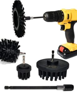 5 Piece BBQ Cleaning Kit - Nylon Safe Bristle/Free Non/Wire - Safe for All Grates Stainless Steel Porcelain Iron Charcoal/Gas Scraper Tool/Accessories Outdoor Gift for Dad/Men