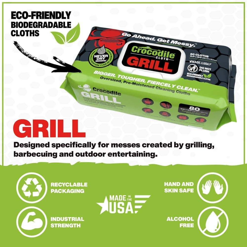 Grill Cleaning Wipes - Grill Grate and BBQ Disposable Wipes - Cut through Grease. Oil. Fat. and Dirt on Your Grill. Tools. Patio and More - 80 Giant Commercial Strength Wipes - Image 3