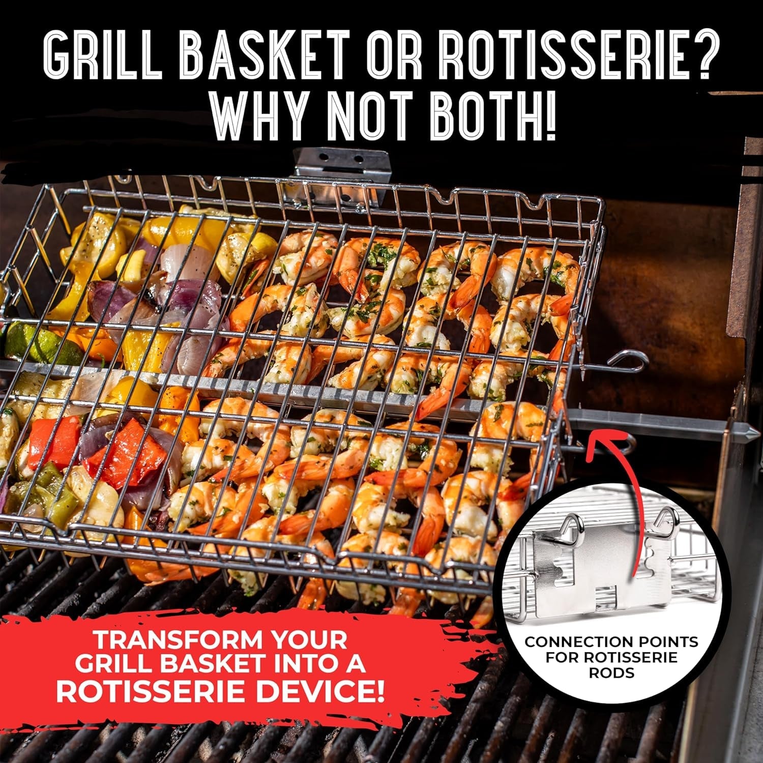 SHIZZO Adjustable Grill Basket. Barbecue BBQ Grilling. Stainless Steel Folding Portable Outdoor Camping Rack for Fish. Shrimp. Vegetables. Cooking Accessories. Gifts for Father. Husband - Image 6