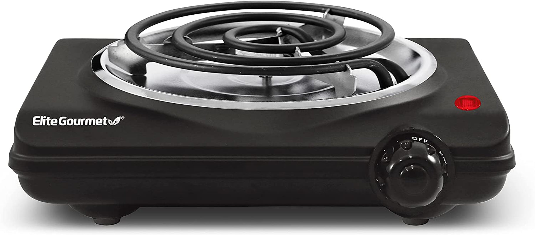 Elite Gourmet ESB100B Countertop Single Coiled Burner Electric Hot Plate. Temperature Control. Indicator Light. Easy to Clean. Black