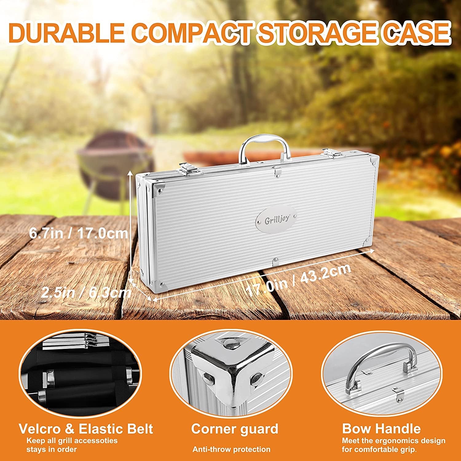 20PCS BBQ Grill Tools Set - Extra Thick Stainless Steel Fork. Spatula. Tongs& Cleaning Brush - Complete Barbecue Grilling Utensils Set in Aluminum Storage Case - Perfect Grill Gifts for Men - Image 6