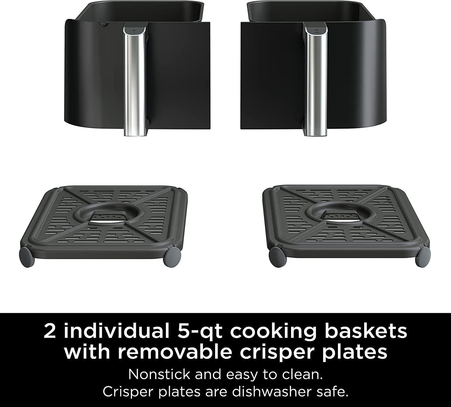 DZ550 Foodi 10 Quart 6-In-1 Dualzone Smart XL Air Fryer with 2 Independent Baskets. Thermometer for Perfect Doneness. Match Cook & Smart Finish to Roast. Dehydrate & More. Grey - Image 12