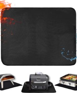 Amerbro 25 X 19.5In Heat Resistant Grill Mats for Outdoor Grill to Protect Your Prep Table and Outdoor Grill Table - Fire Proof & Water Proof & Oil Proof BBQ Mat - Black (0.6Mm)