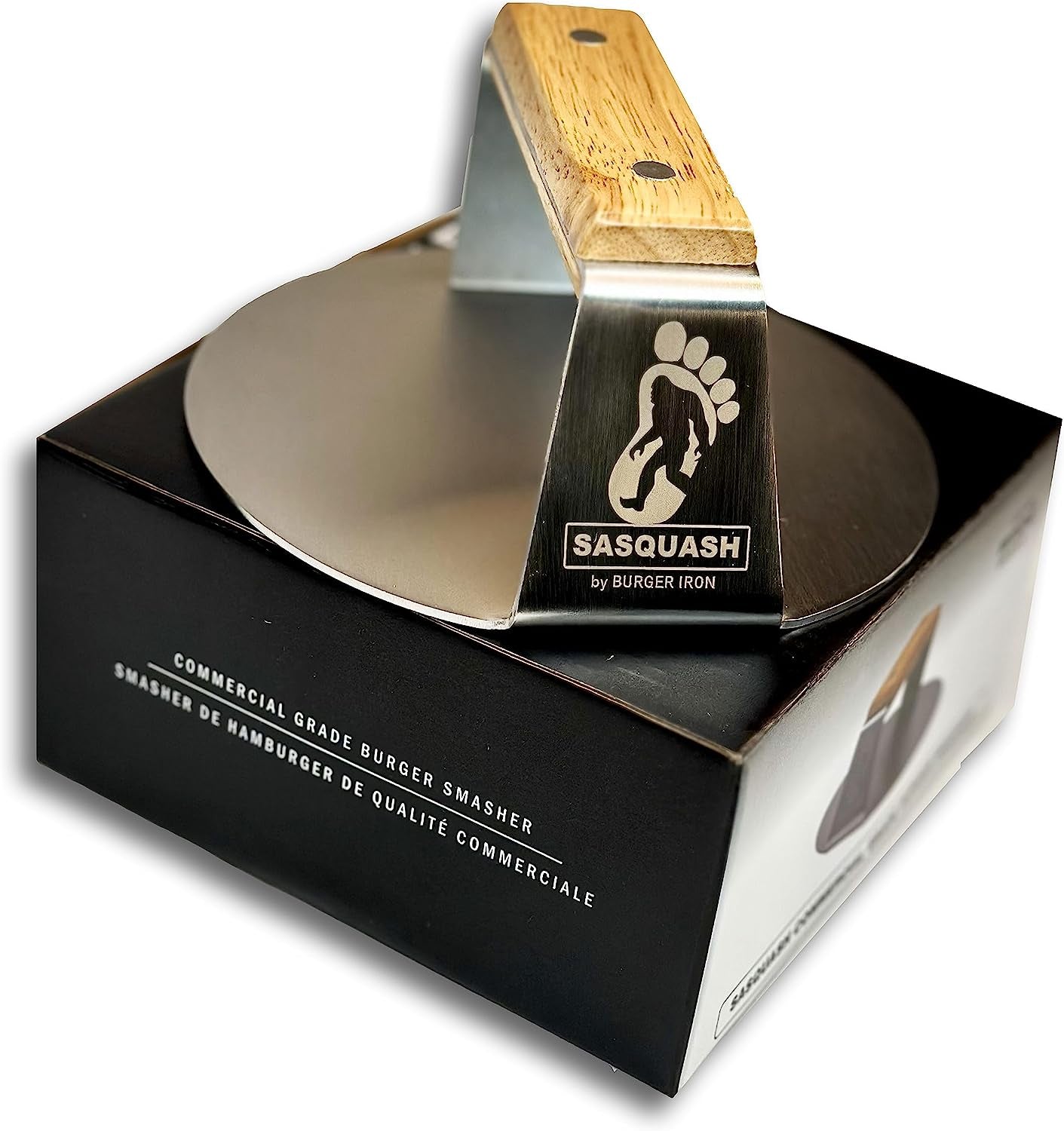 The Sasquash Indestructible Burger Smasher - Professional Grade Wide Flat Handle Smashed Burger Press - Heavy Duty One-Piece Welded Stainless Steel BBQ Griddle and Grill Tool - Image 2