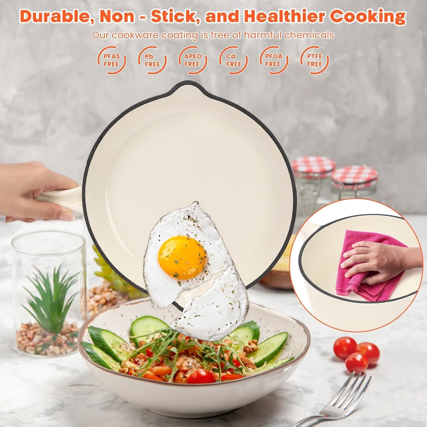 1 Piece Random Nonstick Enameled Cast Iron Pan/Pot (4 Styles: 10.25 Skillet/2Qt Saucepan/2.8Qt/4.8Qt Dutch Oven) – Healthy round Pot for Sourdough Bread Baking on All Stovetops. Mystery Cookware Box - Image 5