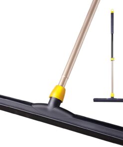 Yocada Floor Squeegee Scrubber Adjustable Telescopic Pole Heavy Duty Household Broom EVA Foam Blade for Garage Courtyard Shower Bathroom Floor Marble Glass Tile Water Foam Cleaning